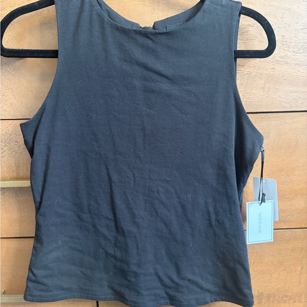 1. State Black Bow-Back Sleeveless Blouse - Picture 3 of 4